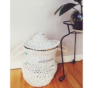 My first Basket. I use this for storing all my white wool. Not for Sale.