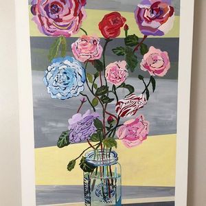 Flower Jar with Stripy Background Version 2