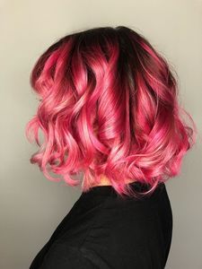 Pink balayage on a beach wavy bob
