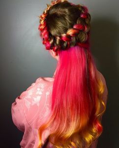 Sunset melt on heart shape dutch braid